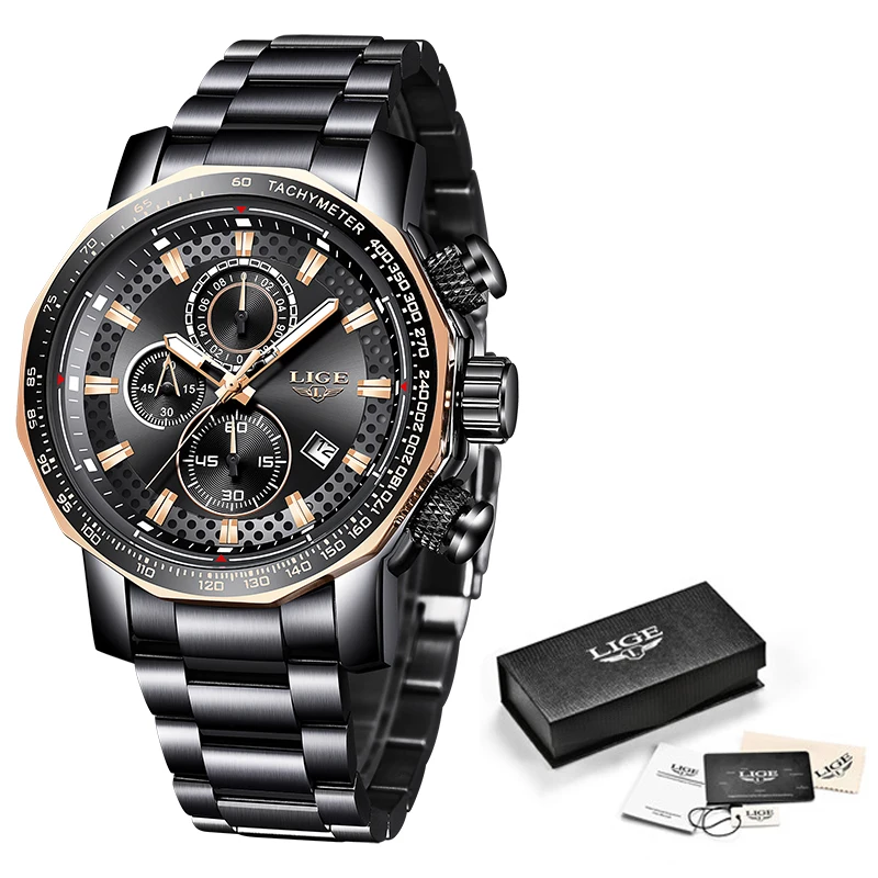 Relojes Новинка 2018 года LIGE модные для мужчин s часы Элитный бренд Бизнес Кварцевые