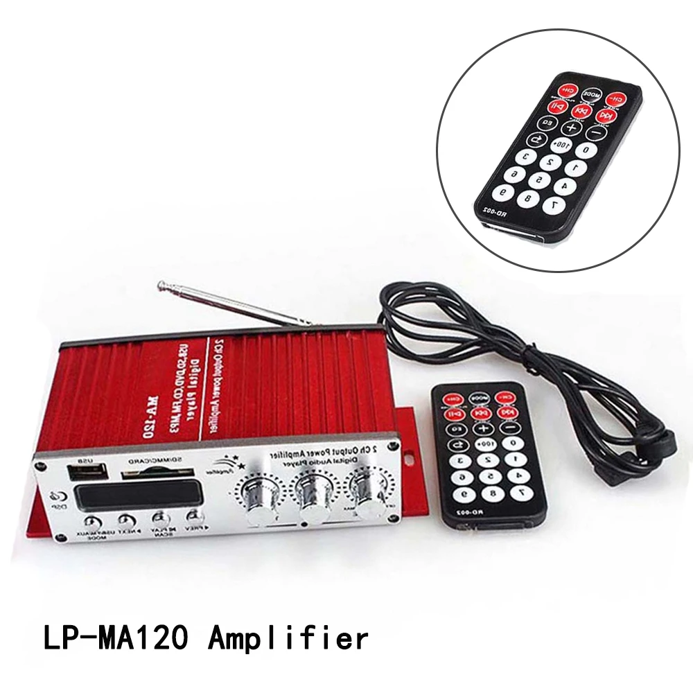 Стерео подключение LP MA120 усилитель светодиодный Hi Fi Remote Управление красный RCA