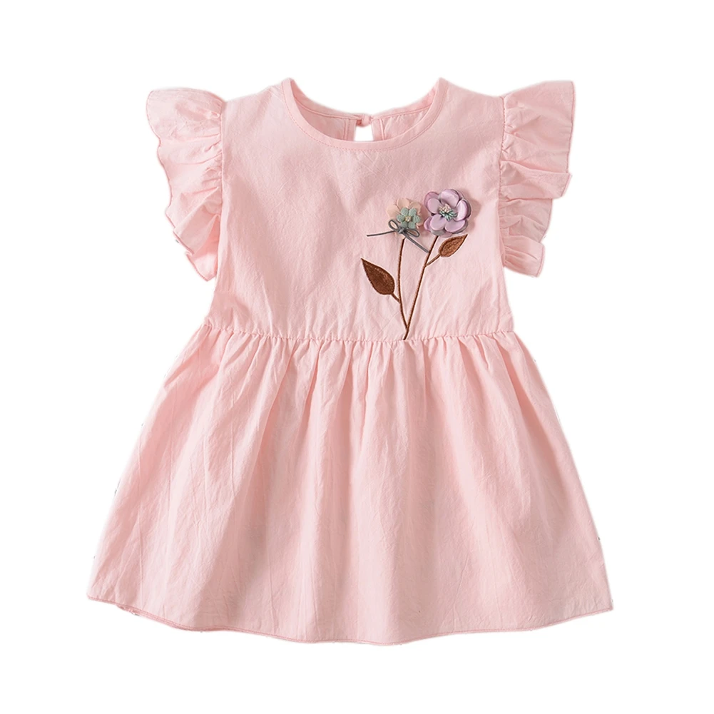 Летнее платье принцессы с объемным цветком хлопковое оборками для маленьких