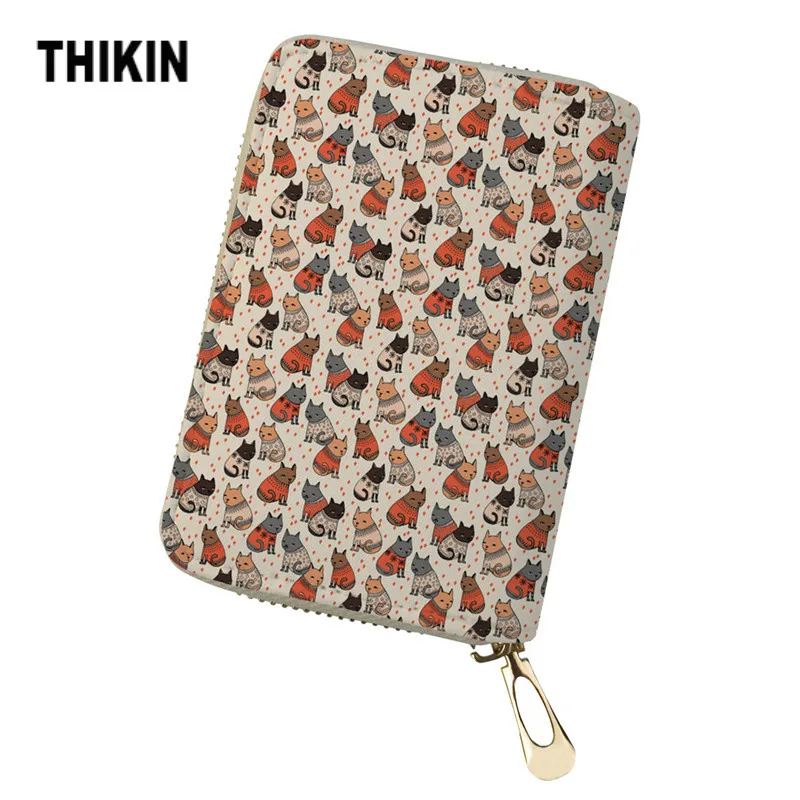 Чехол-Кошелек для карт THIKIN Funny Cat кожаный чехол паспорта и кредитных мини-чехол
