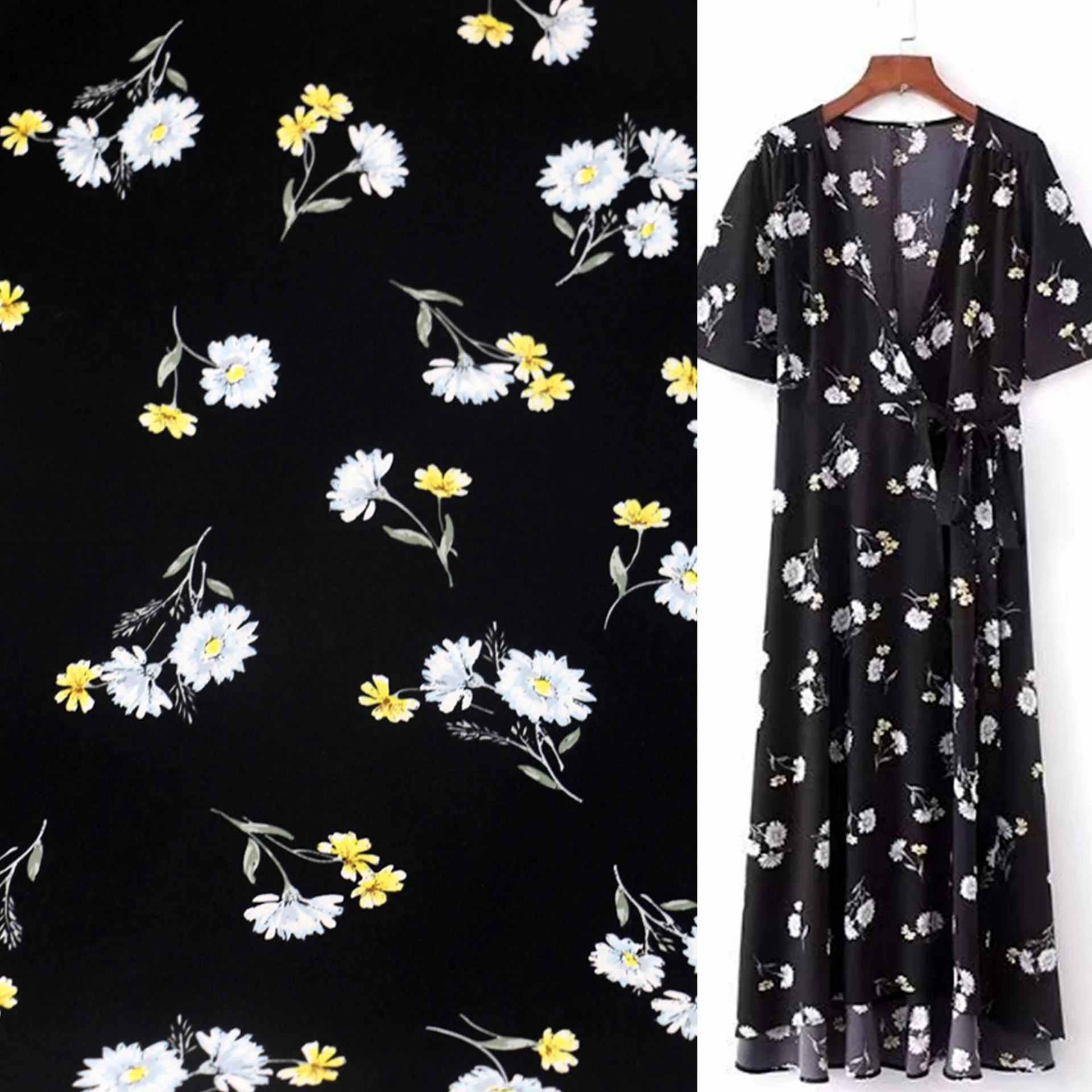 Новая четырехсторонняя эластичная атласная ткань с мелким принтом простая