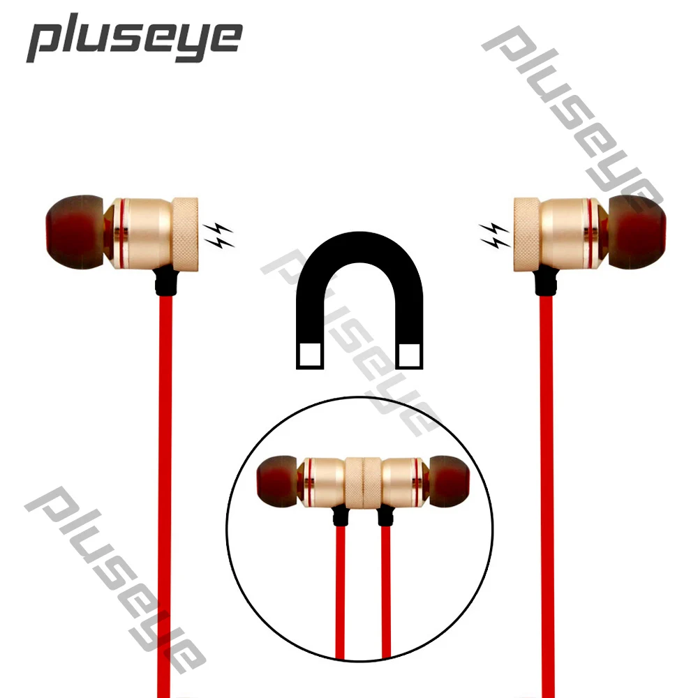 Pluseye Беспроводной Металл Bluetooth гарнитура Спорт рук свободный наушники вкладыши