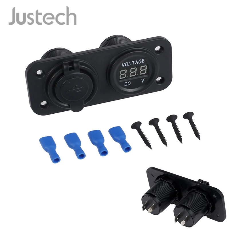 Justech Dual USB 3.1A зарядное устройство и вольтметр 12 в прикуриватель разъем для gps IPhone