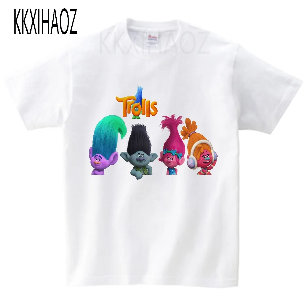 

2019 Children Cartoon Trolls Print Funny t-shirt Kids Summer Tops Boys/Girls Short Sleeve Clothes Casual Baby Tee shirt 3T-9T N
