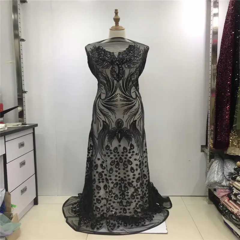 Африканская французская кружевная ткань с высококачественный блестками