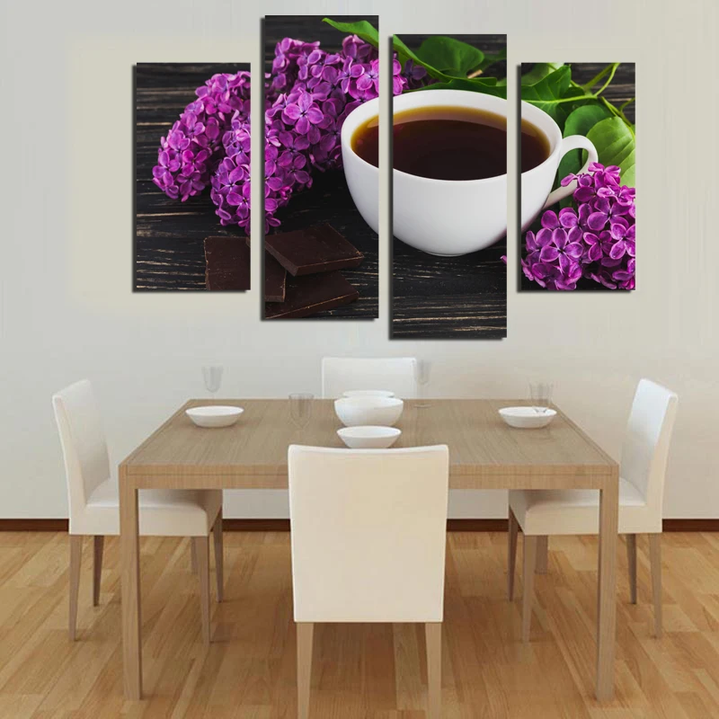 4 панели Современная Настенная живопись Кофе Кухня Натюрморт Главная