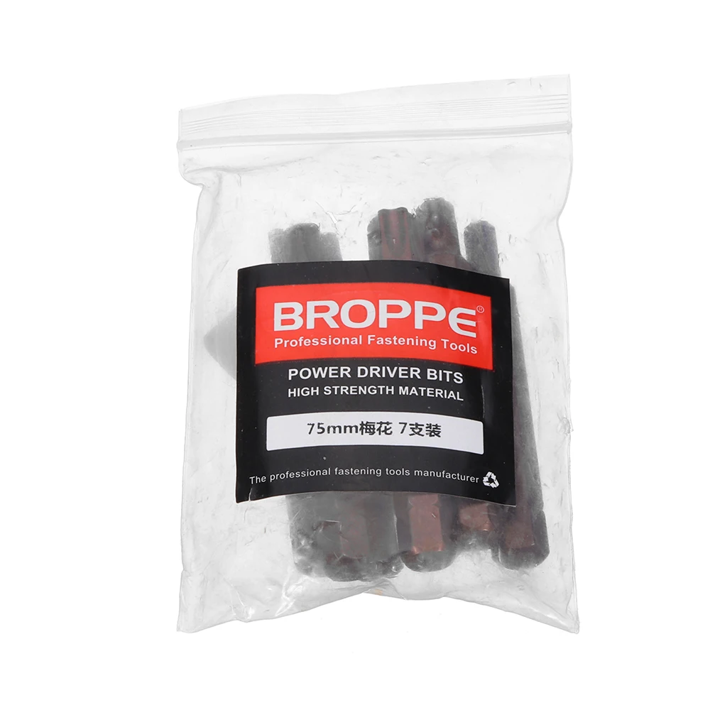 Broppe 7 шт. T20/T25/T30/T40/T45/T50/T55 75 мм Torx Магнитная s2 Сталь ОТВЕРТОЧНЫМИ 10 мм шестигранным хвостовиком для воздействия отвертка