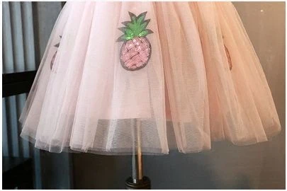 2017 новая летняя детская одежда для девочек Одежда bling bing ананас v-образным вырезом