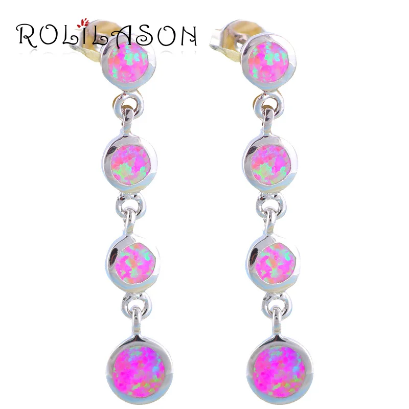 Beautiful Pink earrings for girls wonderful Fire Opal Silver Stamped Fine Fashion Jewelry Drop Earrings OE388 | Украшения и