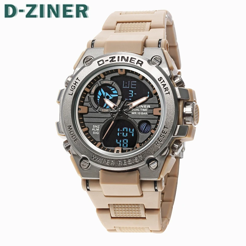 D-ZINER Часы Мужские Luxury Brand Нержавеющей Стали Аналого-Цифровой Watchl Мужчины