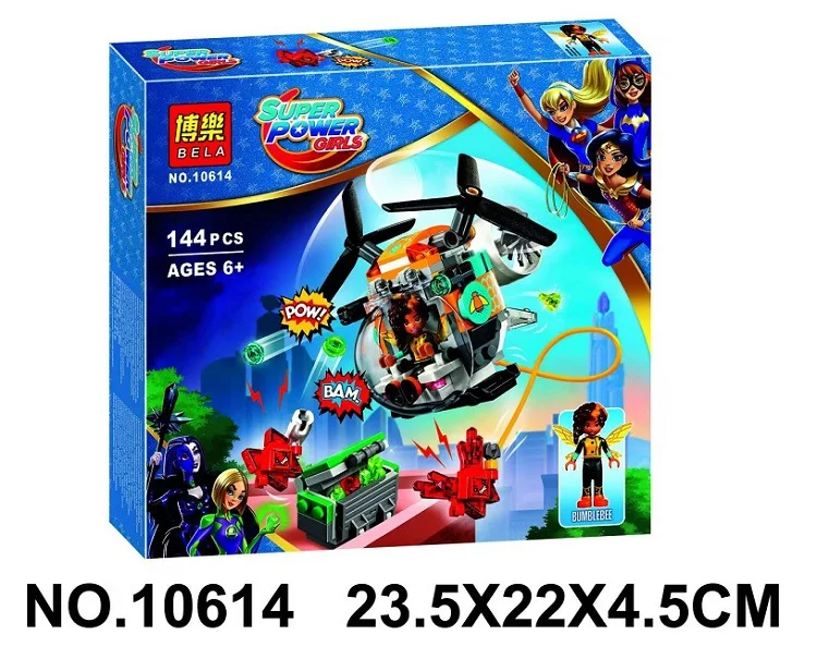 Dc super hero girls bumblebee helicoptero строительный блок ninos diy juguetes de los ladrillos educativos regalo