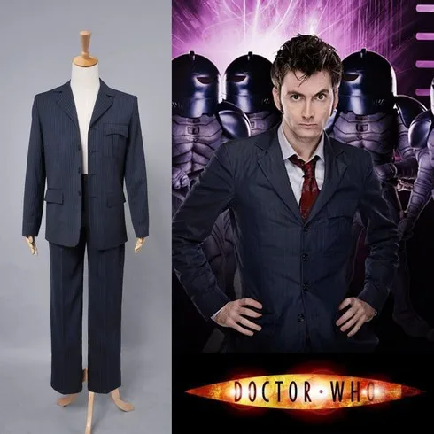 Who is Doctor Dr.Dark Blue Pinstripe Suit Cosplay Costume Halloween Party | Тематическая одежда и униформа