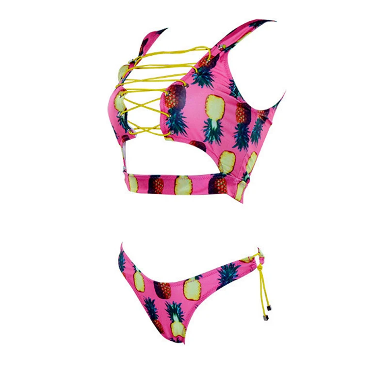Бикини на бретельках женский купальный костюм с перекрестными лямками купальник