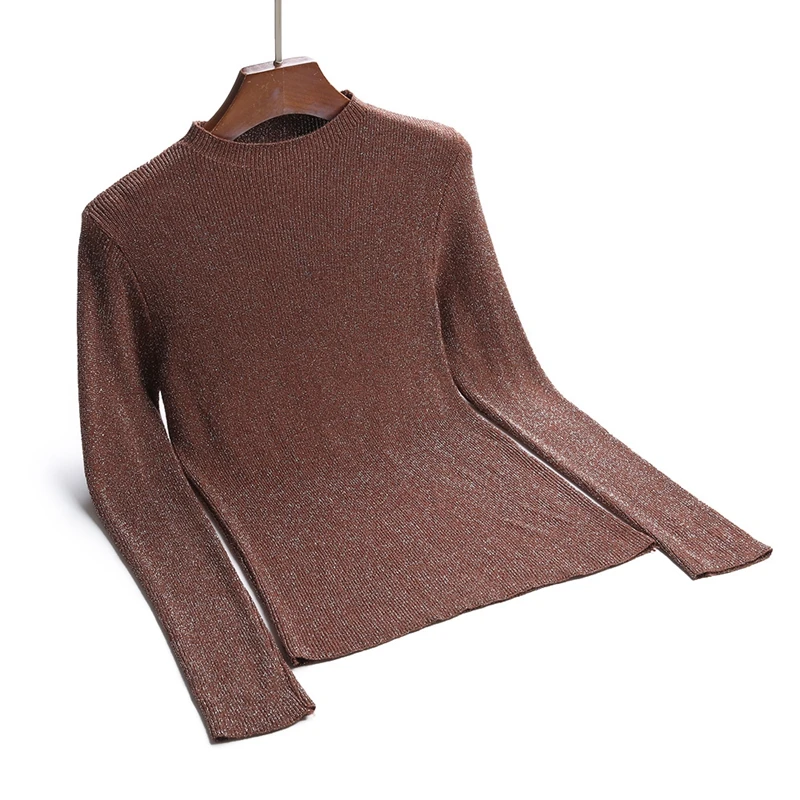 Фото BYGOUBY Blingbling Women Pullover And Sweaters Spring Autumn Shinny Lurex Basic 2019 Korea Style Knit Top Femme Женская одежда BYGOUBY Blingbling Women Pullover And Sweaters Spring Autumn Shinny Lurex Basic 2019 Korea Style Knit Top Femme Женская одежда