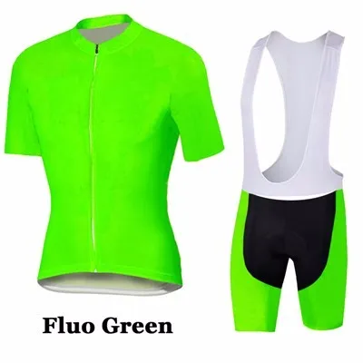 Новые Флуоресцентные зеленые комплекты велосипедных Джерси с коротким рукавом
