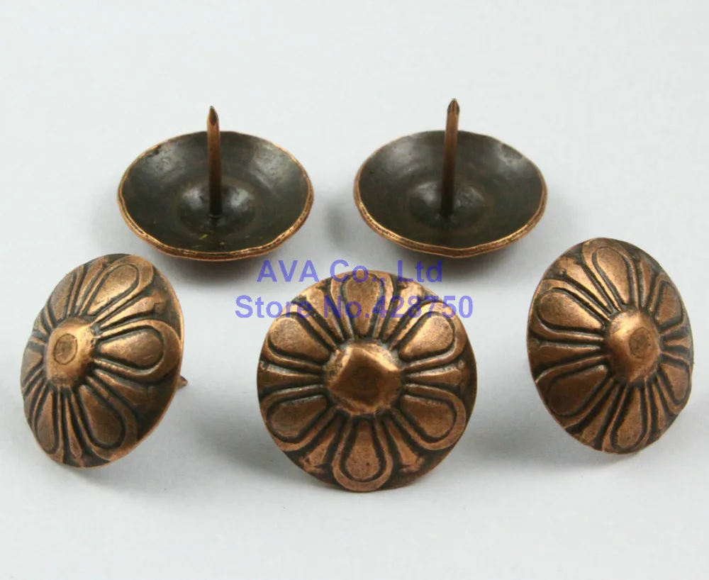 

50 Pieces 23mm Antique Copper Upholstery Tacks Nails Flower Tack Nail