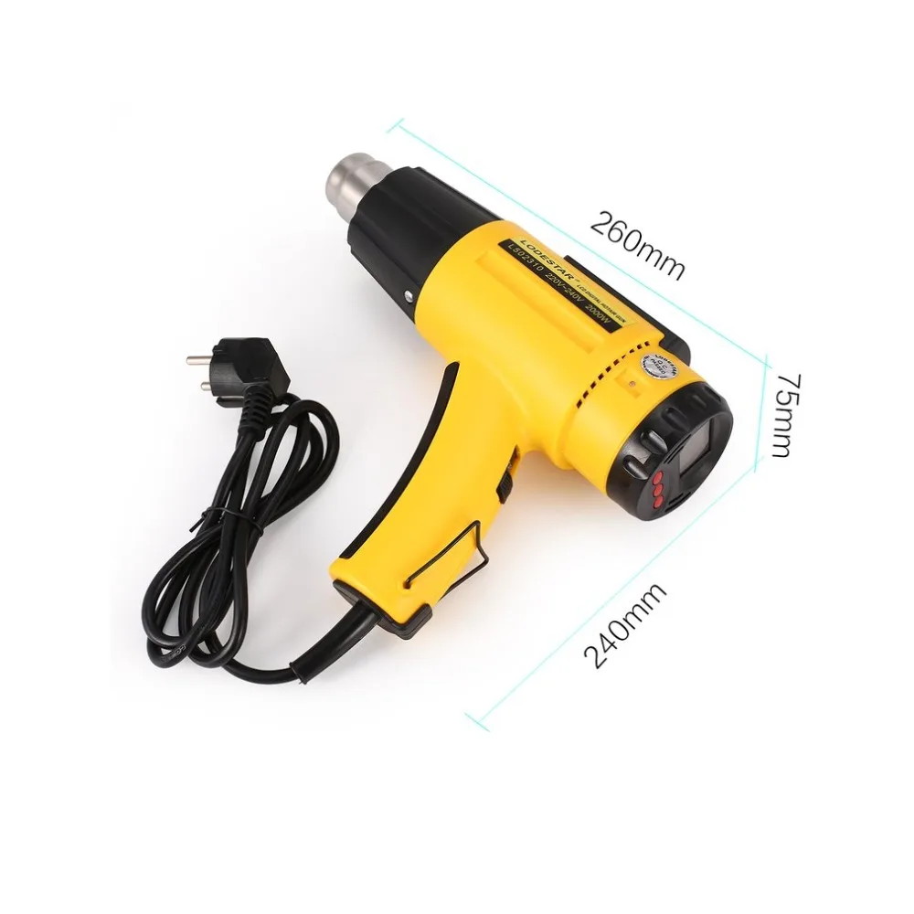 L502310 220V 2000W LCD Digital Electric Hot Air Heat Gun Temperature Fan Adjustable Shrink Wrap Paint Stripper Tool With Nozzle