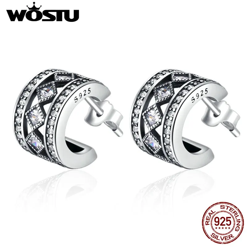 Женские винтажные серьги гвоздики WOSTU серебро 925 пробы S925 подарок 2020|fashion stud
