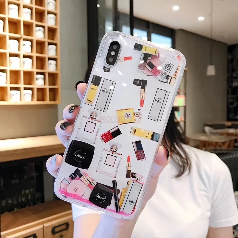 Косметический жидкий силиконовый чехол для воды для iPhone 8 Чехлы Парфюмированная помада чехол для полировки ногтей для iPhone X XS Max XR 7 8 Plus 6 6 S