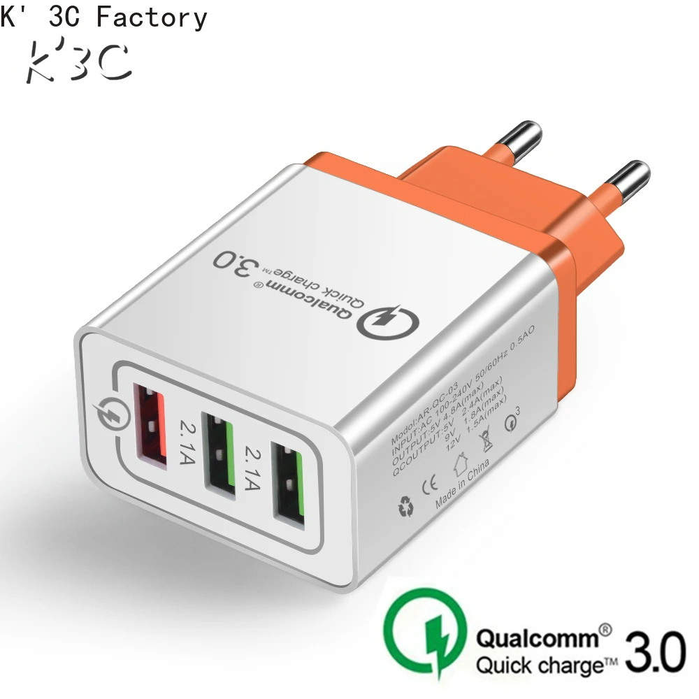 K' Универсальный 18 Вт USB Quick charge 3 0 5V 3A для Iphone 7 8 ЕС и США Подключите мобильный