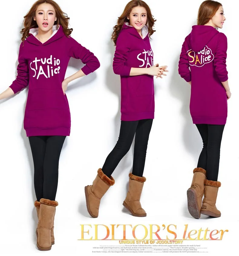 2015 новый печать свободного покроя женщин толстовки кофты руно бархат теплой зимы