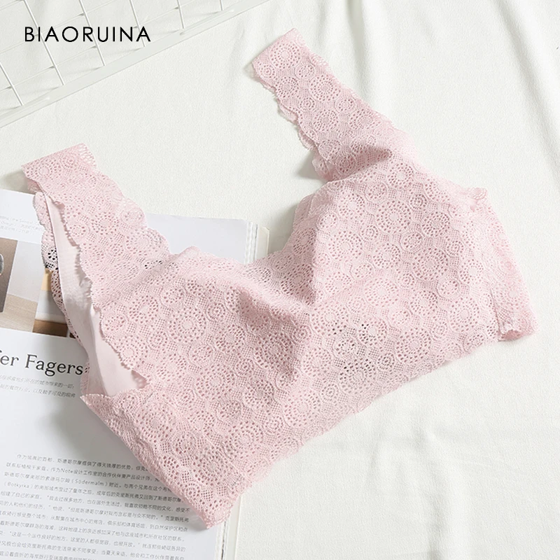 Женский бесшовный бюстгальтер BIAORUINA удобные сплошные кружевные лоскутные