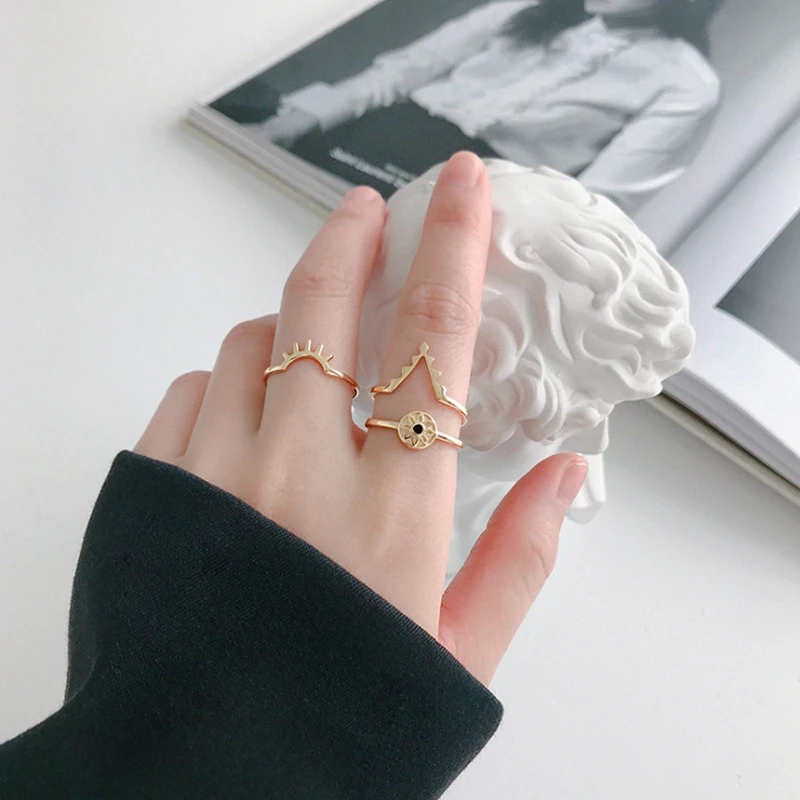 F.I.N.S Модные кольца для женщин Stackable женское кольцо на палец 925 стерлингового серебра глаз эмаль открытое регулируемое кольцо геометрии