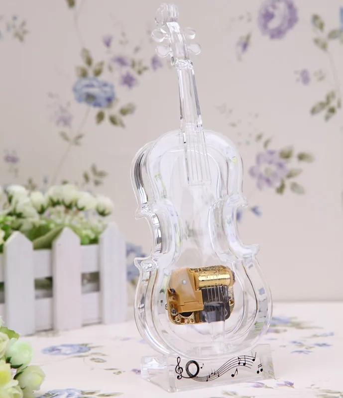 Музыкальная шкатулка для скрипки с акриловой кристальной текстурой музыкальная
