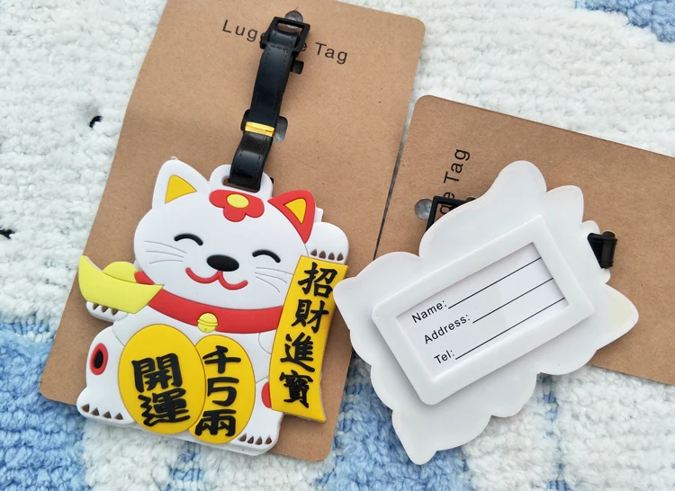Lucky cats аниме Багажная Бирка ПВХ кулоны портативная дорожная этикетка Чемодан