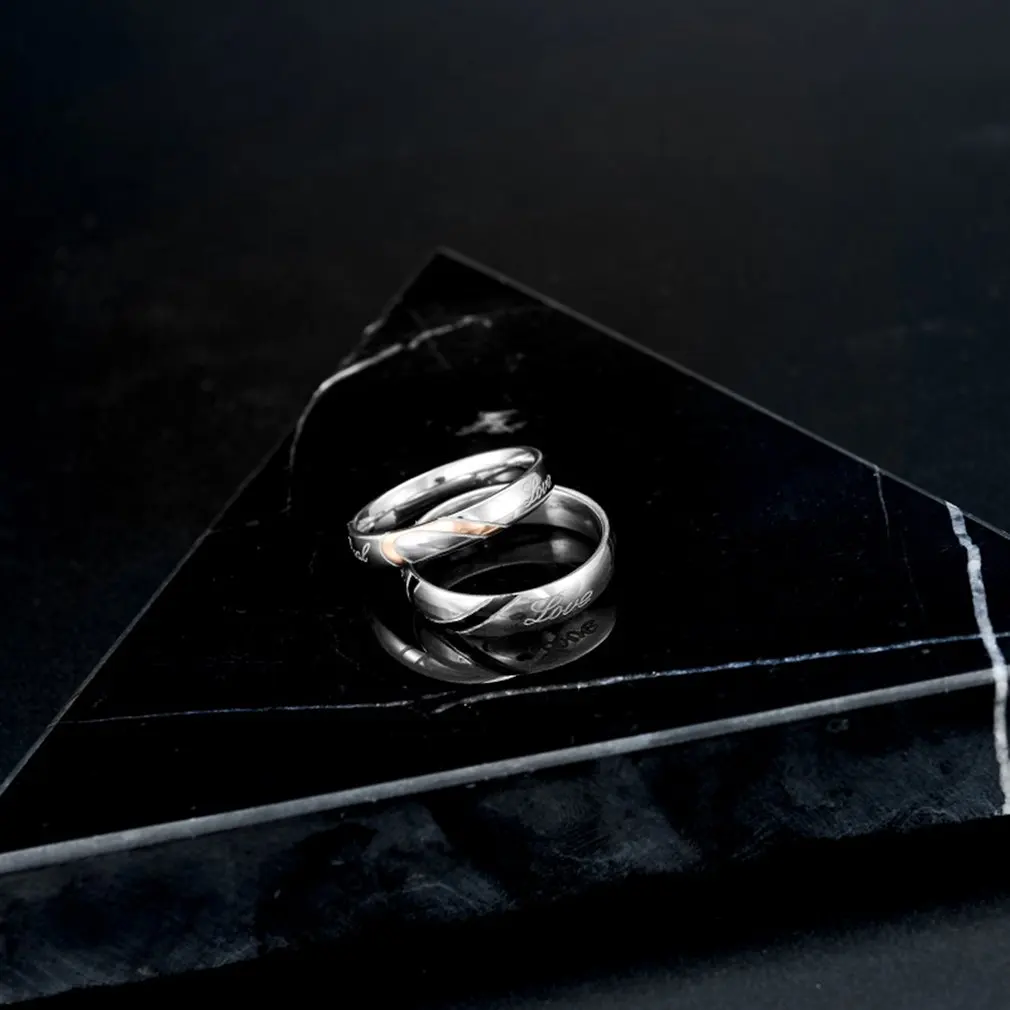 Fashion Couple Heart Shape Rings Matching Titanium Promise Ring for 316L Stainless Steel Wedding Bands Lovers | Украшения и