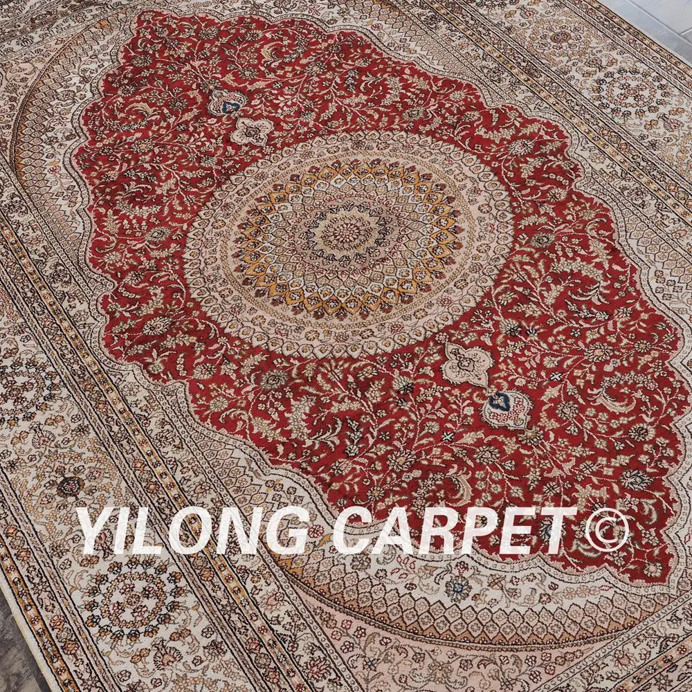 YILONG 5 'x 8' восточные китайские шелковые ковры ручной работы красные узелковые