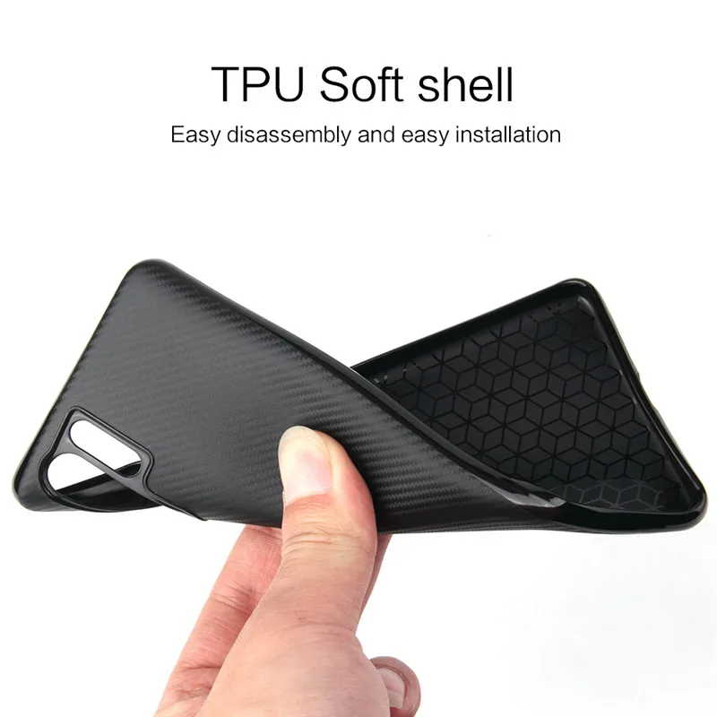 For Huawei P30 / Pro Carbon Fiber Soft Silicone Case P Smart 2019 Coque Cover Shockproof Protective Bumper |