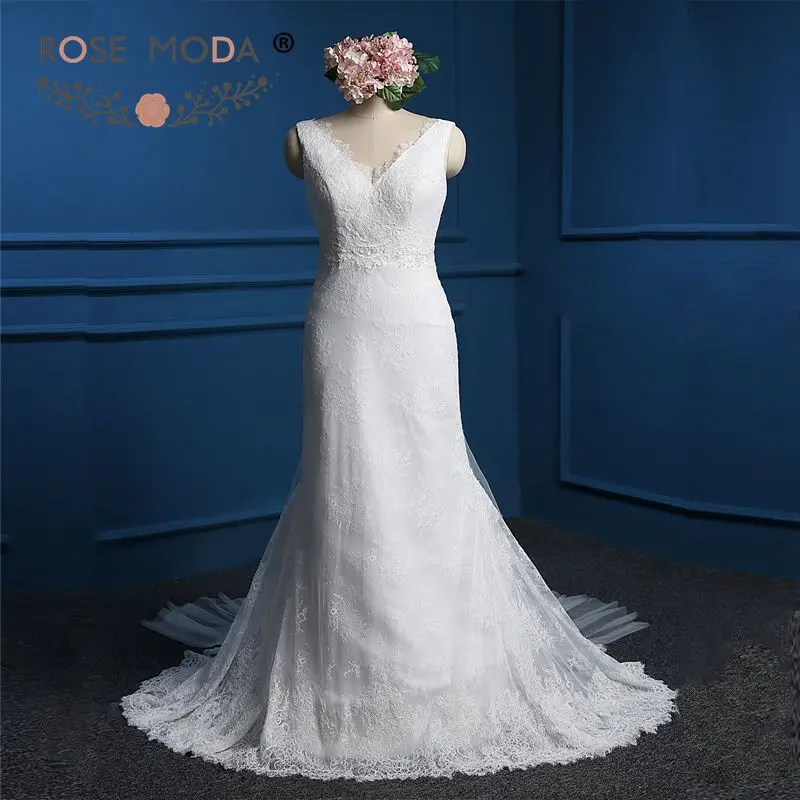 Сексуальное кружевное свадебное платье футляр с глубоким v образным вырезом