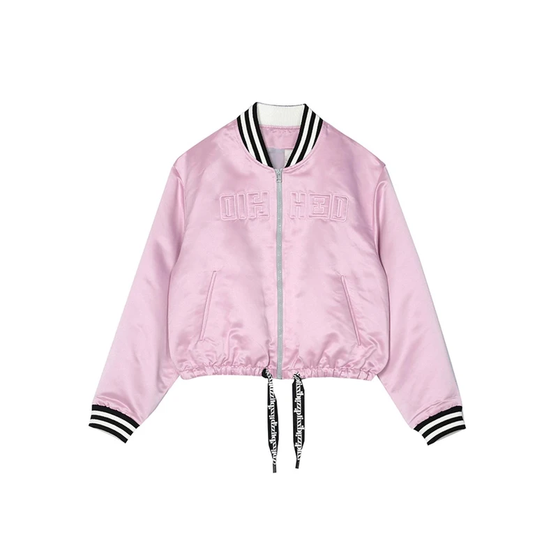 HYH HAOYIHUI Fashion Women Coats Ripped Zipper Pockets Basic Jacket Brief Chic Autumn Casual Loose Female Bomber Jacket|chic jacket|female bomber