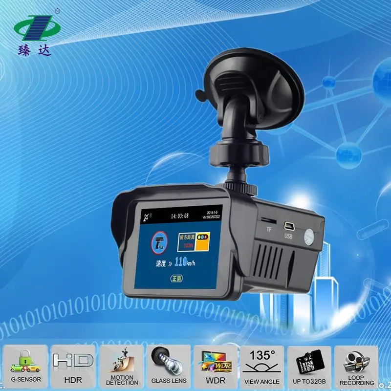 2015 new Russian version 3in1 HD tachograph Traffic warning device GPS Tracker Radar Detector Car DVR Camera dvr recorder|camera part|recorder