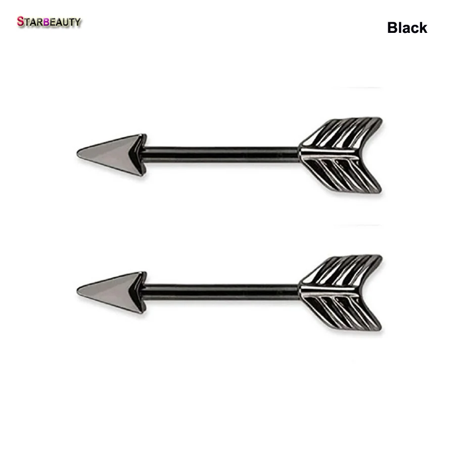 1 пара пирсинг для соски в виде черной стрелы кольцо соска серьги пера стиле панк