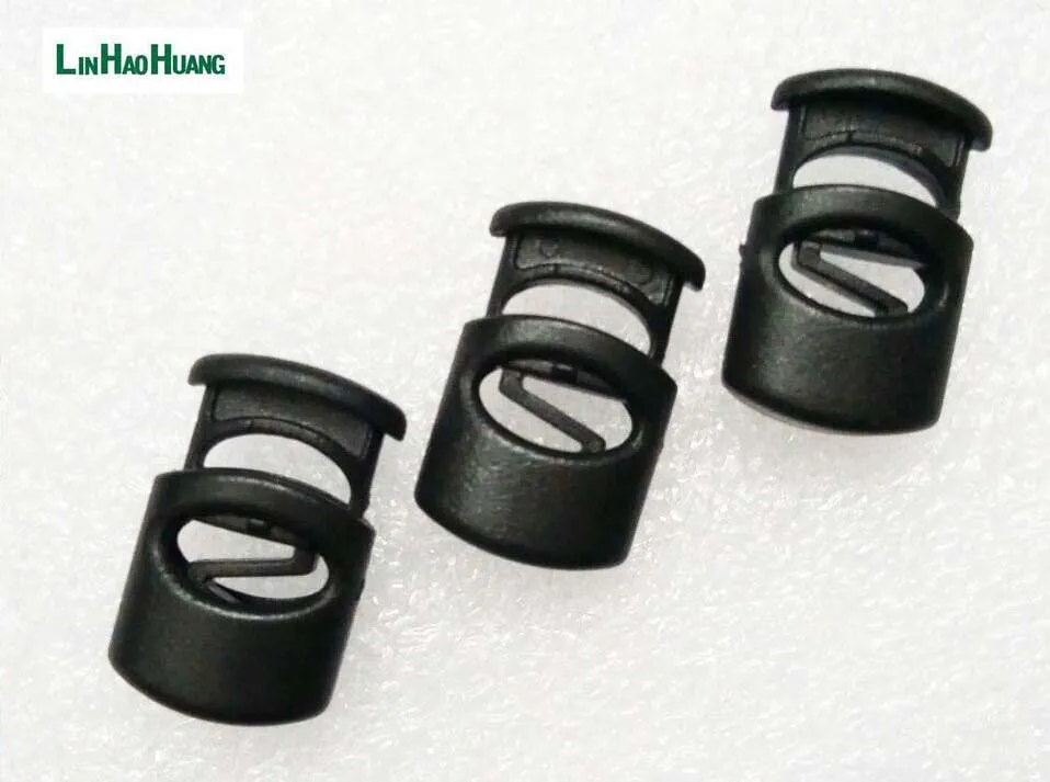

100pcs/lot black plastic ball cord lock toggles plastic stoppers for 10mm cord hole free shipping 2015101203
