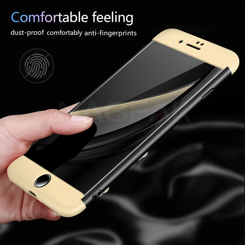 Nagfak люкс 360 полный защитный чехол для телефона iPhone 7 6 6S 8 Plus матовая противоударный