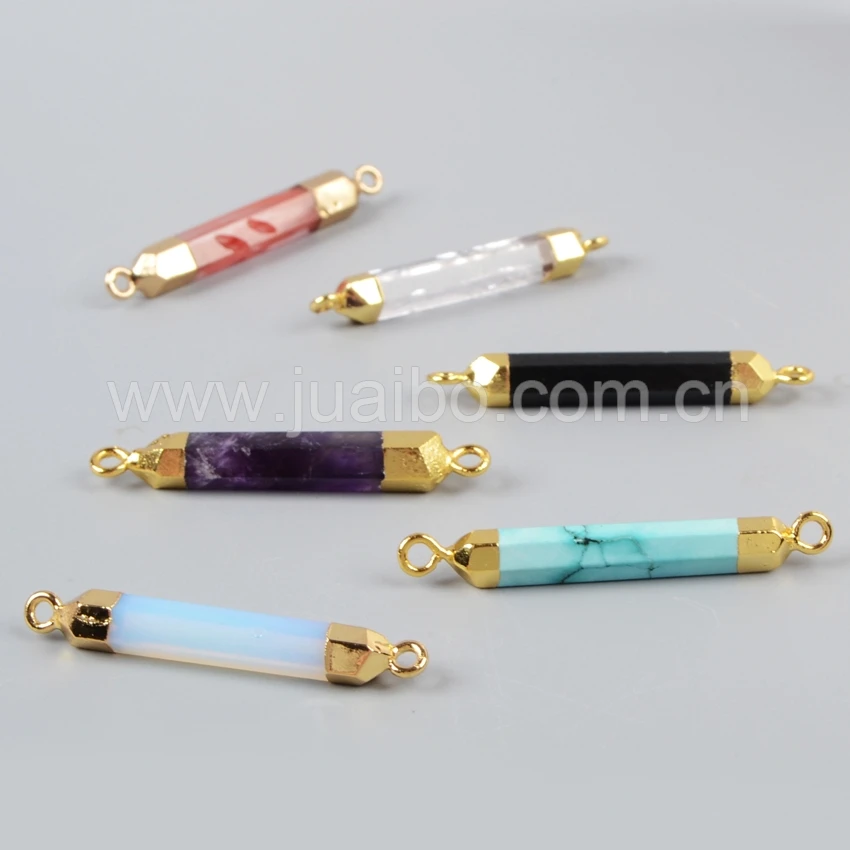 Смешивать Цвета Позолоченные Мульти-Вид Камни Точка Двойной Разъем