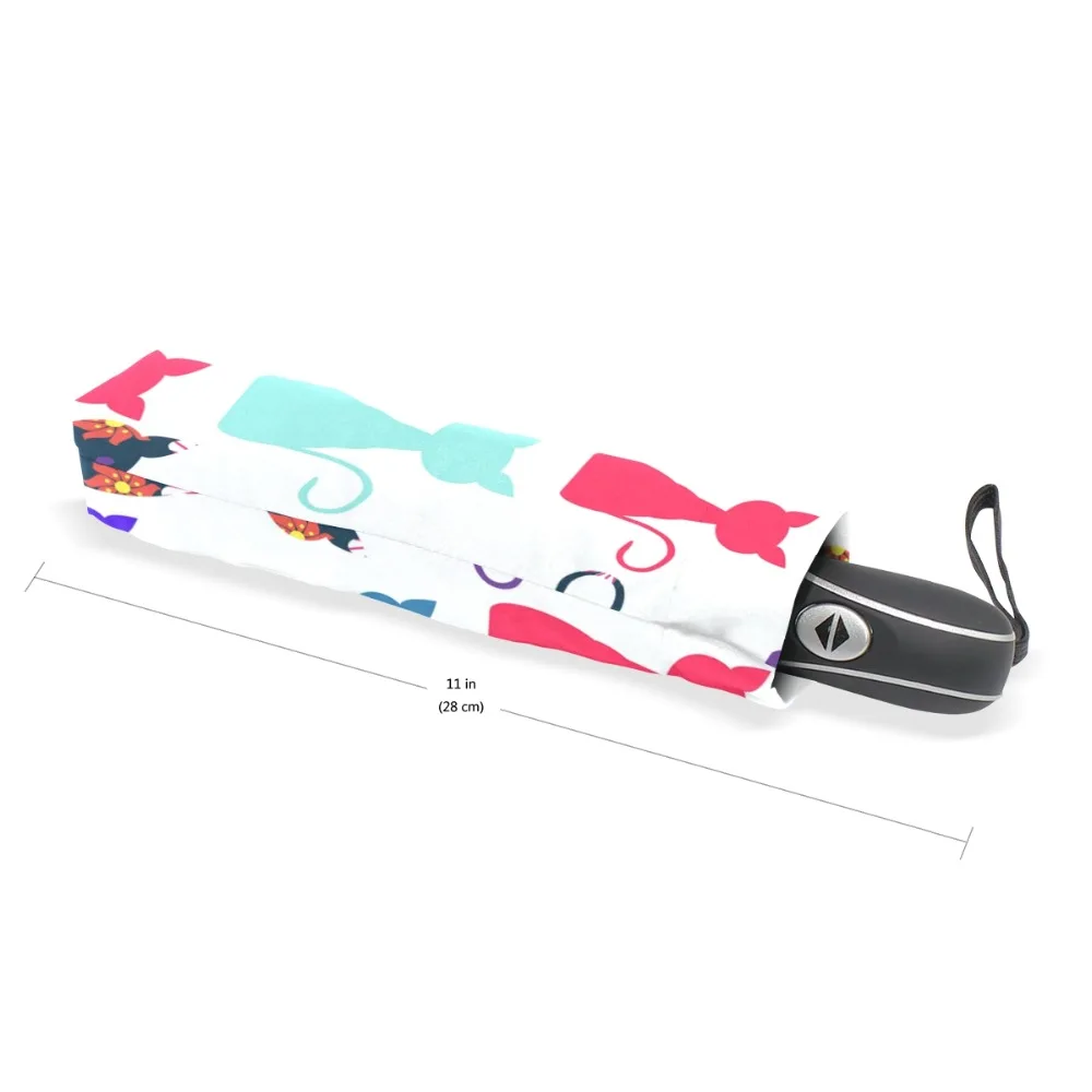 

Lovely Creative Colorful Cat Lady Umbrella 3 Folding Rain and Sun Women Automatic Umbrella Fashion Parasol Cartoon Child Gift