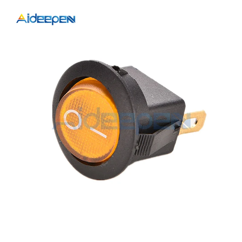 round square Yellow AC 250V 6A 125V 10A Mini 3 Pin Светодиодный светильник выключатель автомобиля Лодка Круглый Рокер ON/выкл кнопка переключения переключатель синего, желтого, красного, зеленого и черного цвета для девочек - Цвет: round square Yellow