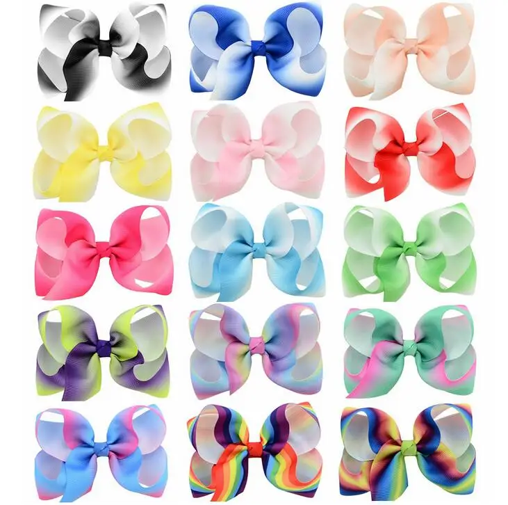 

200pcs DHL Free shipping Gradual Change colors Rainbow Hairbow JOJObow 4inch