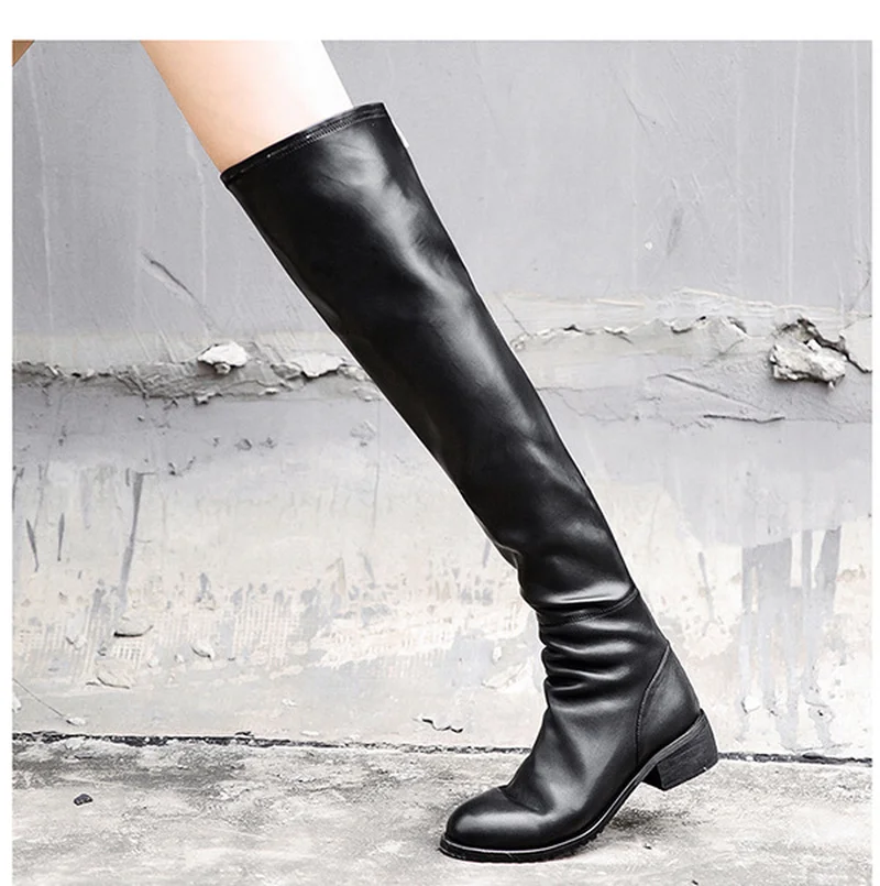 Alexdr Mcqueen Chalas/женские зимние модные повседневные Сапоги выше колена черного цвета