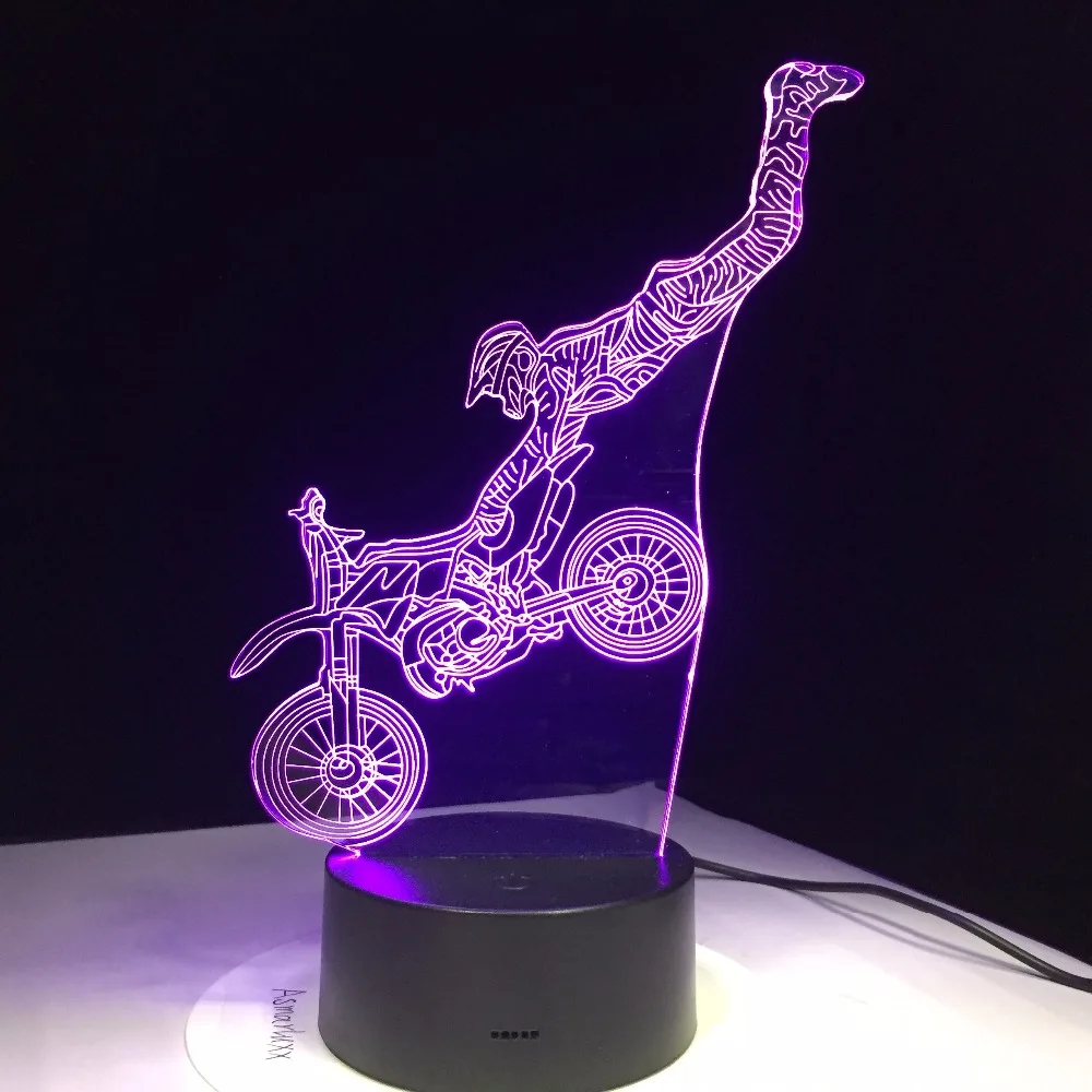 

Remote Touch Motorcycle 3D Decorative Lamp Novelty Gift 3D Night Light Colorful Atmosphere LED USB Sleeping Match Decor Light