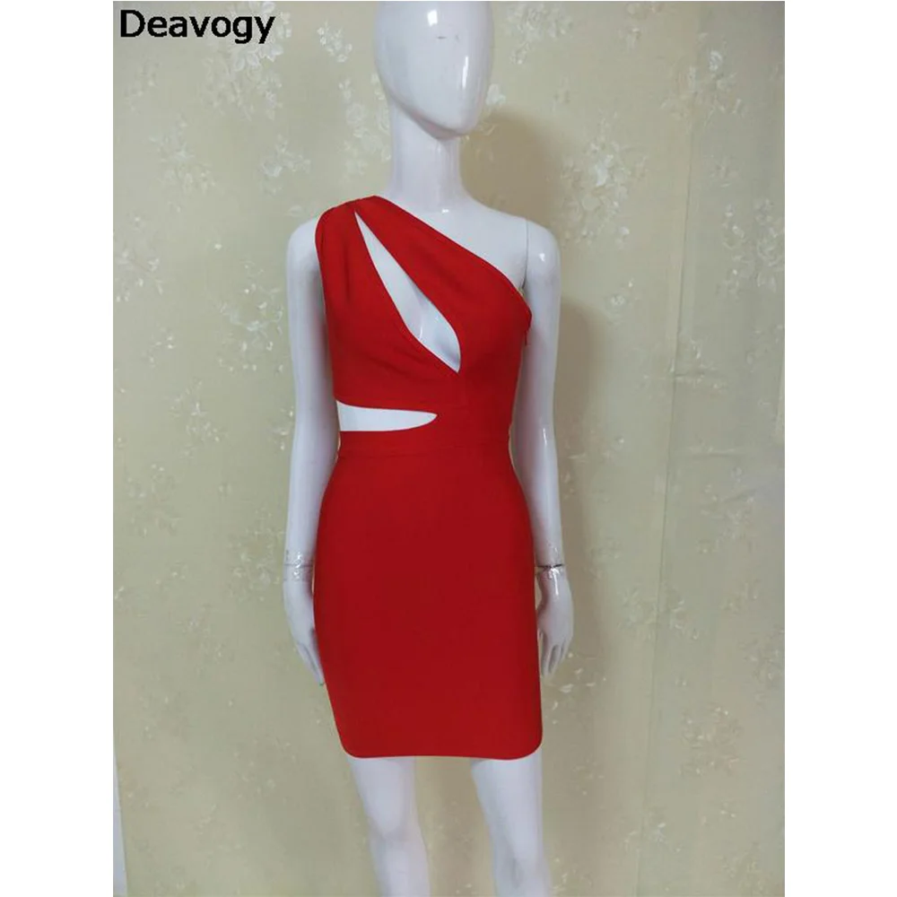 Deavogy Новинка 2017 года Для женщин Черный красный белый цвета одно плечо Bodycon