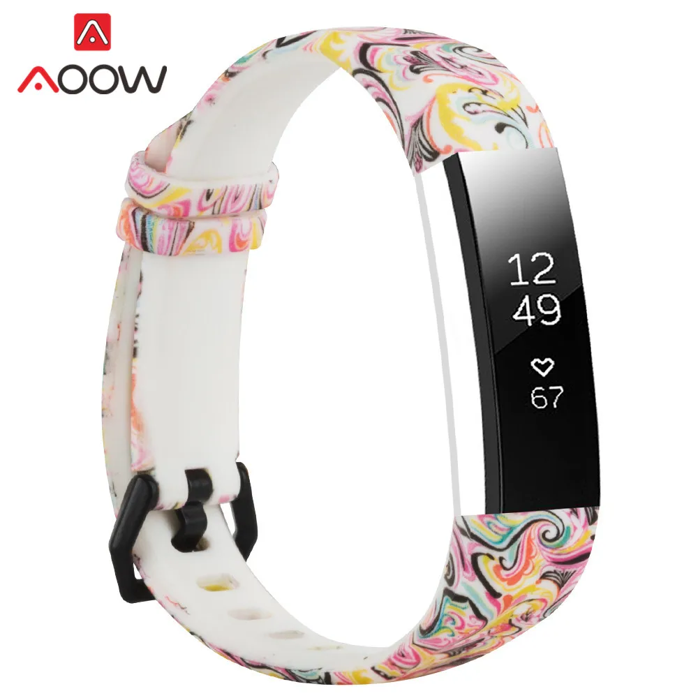 Мягкий силиконовый спортивный ремешок для часов для Fitbit Alta/Alta hr/ACE Смарт часы с рисунком Печать Водонепроницаемый замена Браслет ремешок