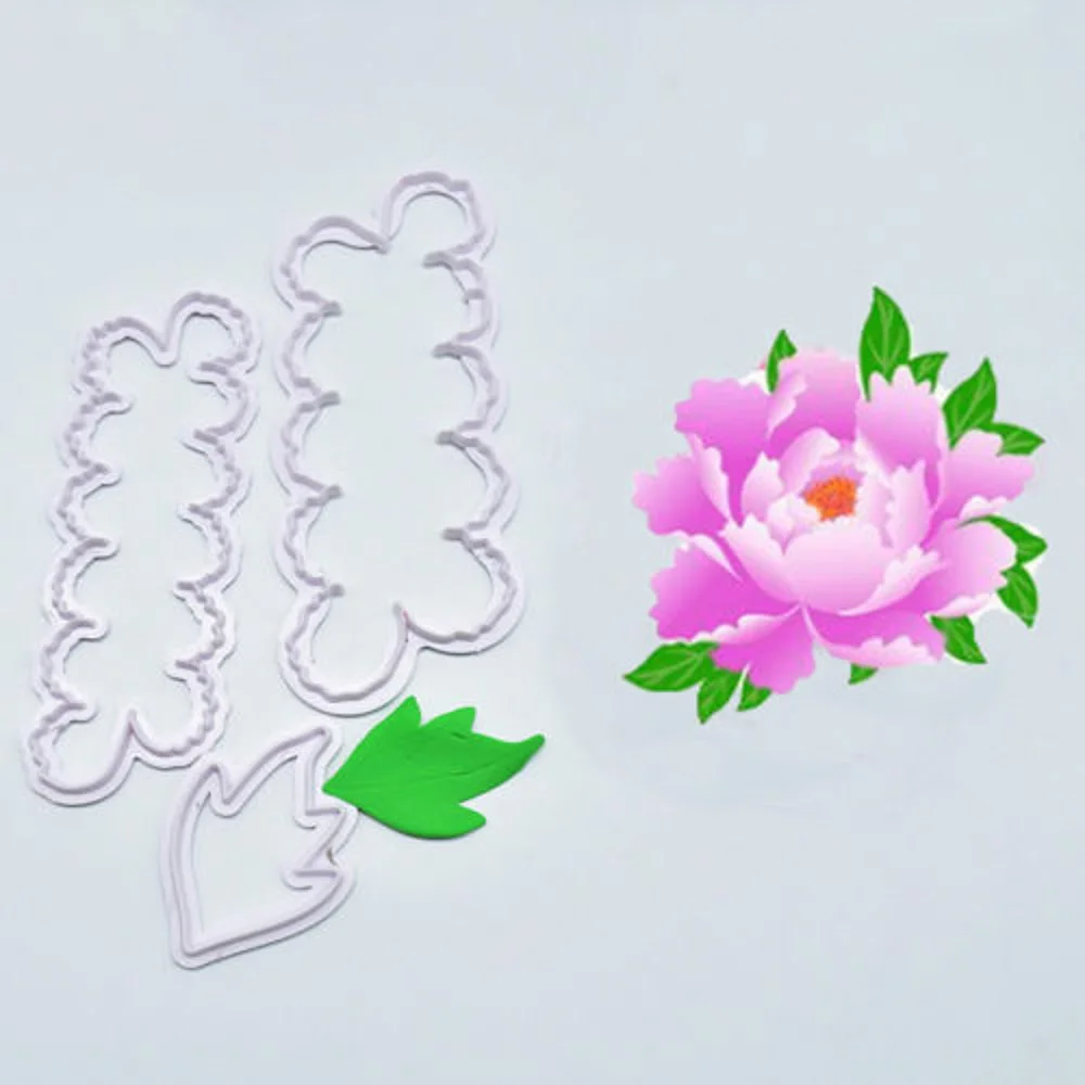 3 шт. sugarcraft легко Пион цветок и листья Пластик Инструменты для тортов резак|Формы