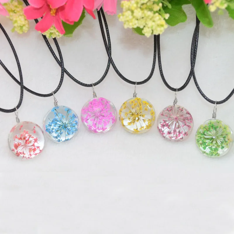 1 шт. стеклянная цепочка с подвеской в виде цветка|Ожерелья подвеской| |