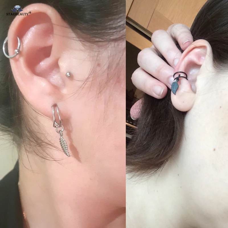 Starbeauty 2 шт./лот резной лист не пирсинг завитка ушной раковины поддельный Кафф для