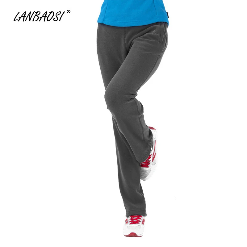 Зимние женские теплые флисовые брюки LANBAOSI хорошее качество плотные свободные